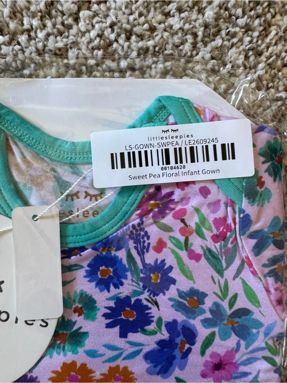 Little Sleepies Sweet Pea Floral Infant Gown